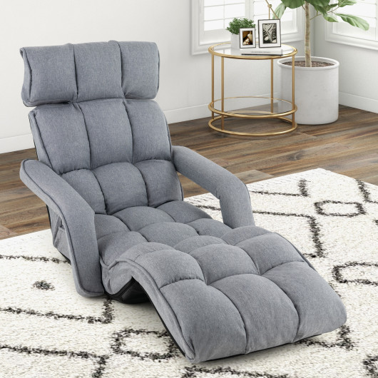 Adjustable Floor Chair with Armrests, Footrest, and Foldable Design