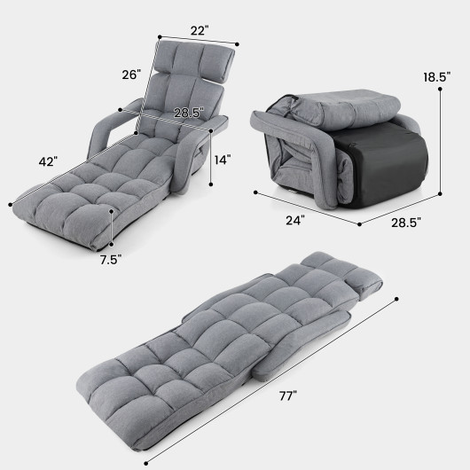 Adjustable Floor Chair with Armrests, Footrest, and Foldable Design