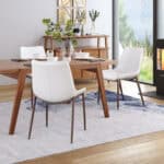 White Faux Leather Dining Chair with Walnut Legs (Set of 2)