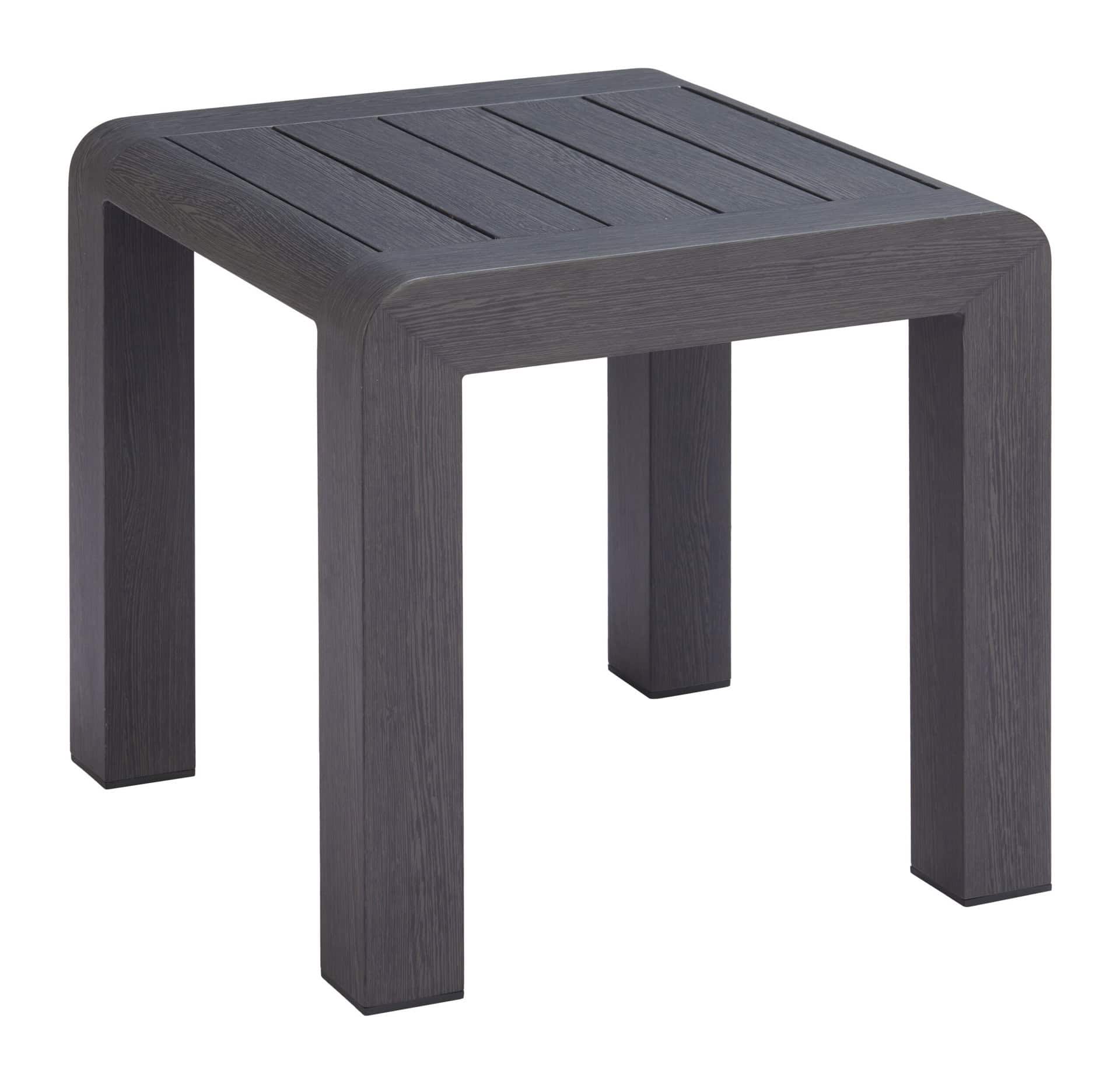 Modern Black Aluminum Side Table with Faux Wood Frame
