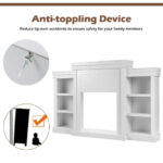 70 Inch Fireplace Media Console with Shelves and Bookcase