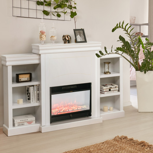 70 Inch Fireplace Media Console with Shelves and Bookcase - Image 13