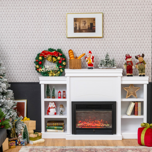 70 Inch Fireplace Media Console with Shelves and Bookcase - Image 14