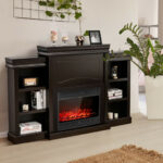 70 Inch Fireplace Media Console with Shelves and Bookcase