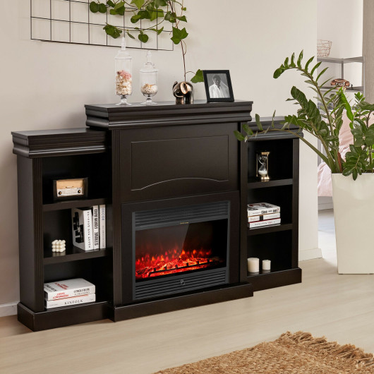 70 Inch Fireplace Media Console with Shelves and Bookcase - Image 15