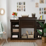 70 Inch Fireplace Media Console with Shelves and Bookcase