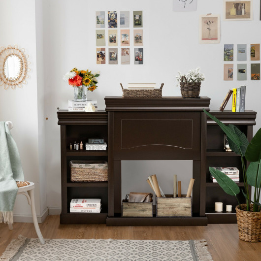 70 Inch Fireplace Media Console with Shelves and Bookcase - Image 16