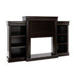 70 Inch Fireplace Media Console with Shelves and Bookcase