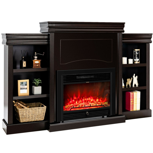 70 Inch Fireplace Media Console with Shelves and Bookcase - Image 18