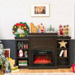 70 Inch Fireplace Media Console with Shelves and Bookcase