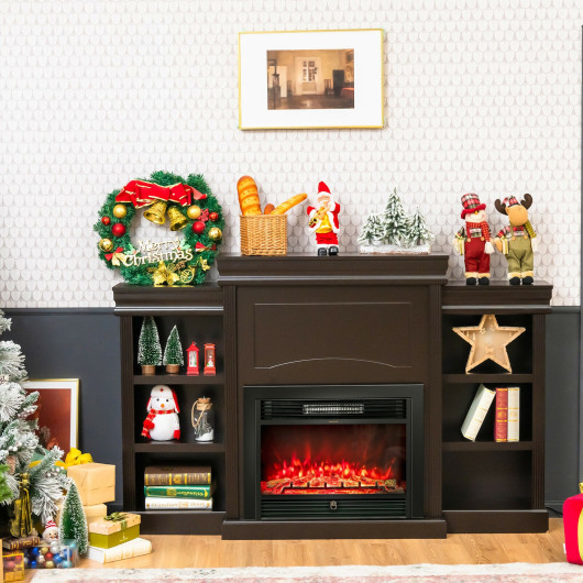 70 Inch Fireplace Media Console with Shelves and Bookcase - Image 21