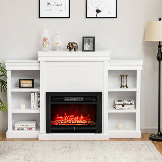 70 Inch Fireplace Media Console with Shelves and Bookcase - Image 8