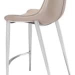 Brown Faux Leather Counter Stool with Stainless Steel Legs (Set of 2)
