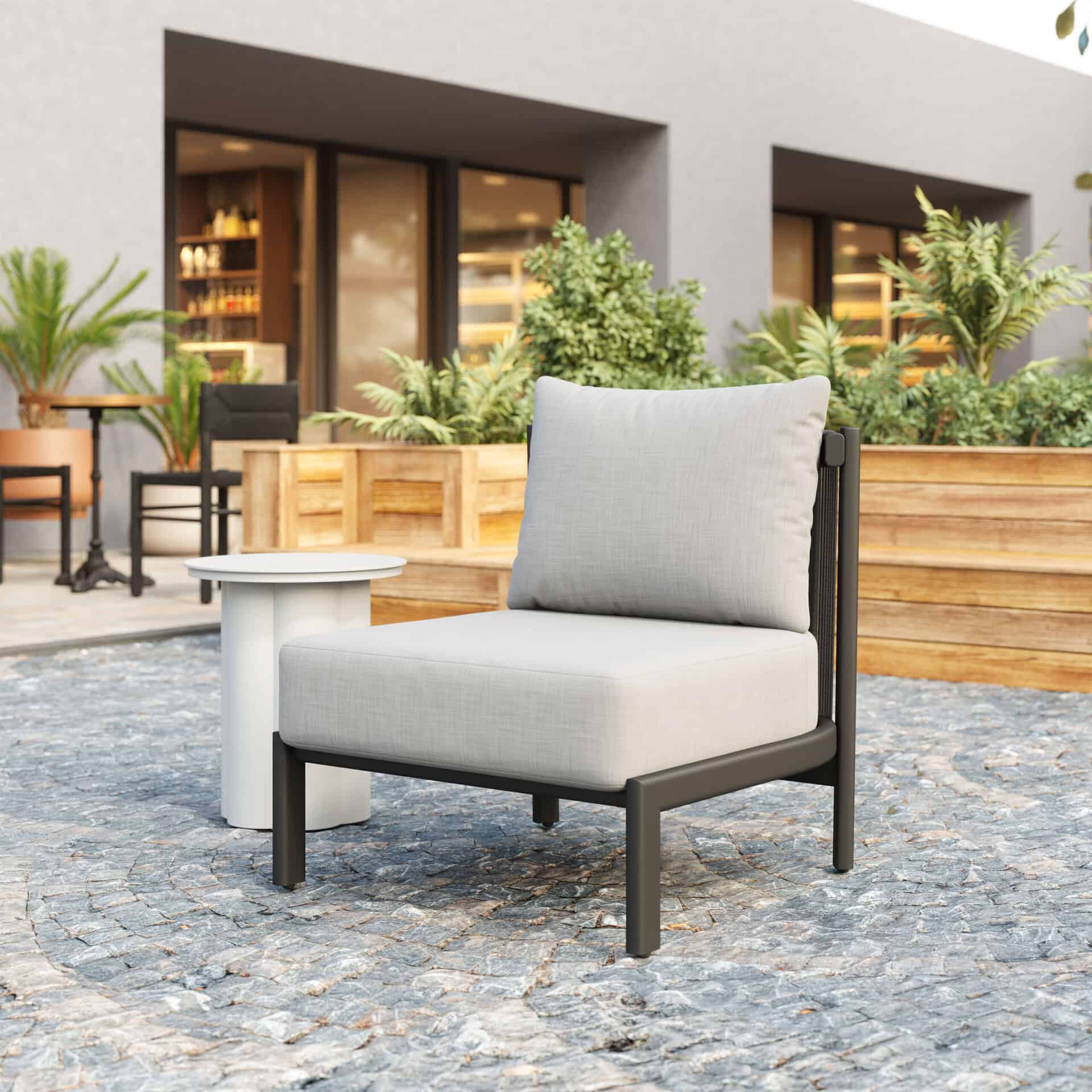 Gray Accent Chair with Washable Cushion, Aluminum Legs, and Rubber Feet