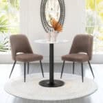 Modern Boho Dining Chair with Shearling Fabric and Steel Legs (Set of 2)