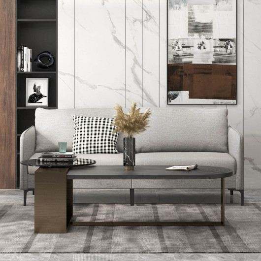 Modern Gray 76 Inch Loveseat Sofa with Metal Legs