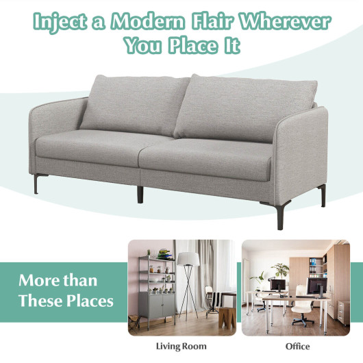 Modern Gray 76 Inch Loveseat Sofa with Metal Legs