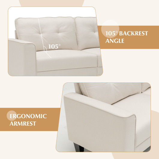 Beige 79.5 Inch Loveseat Sofa with Removable Back Cushions