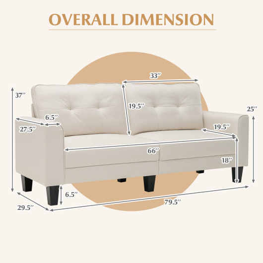 Beige 79.5 Inch Loveseat Sofa with Removable Back Cushions