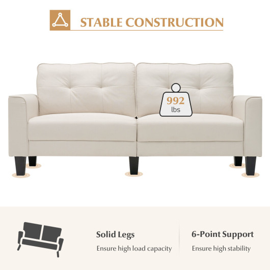 Beige 79.5 Inch Loveseat Sofa with Removable Back Cushions