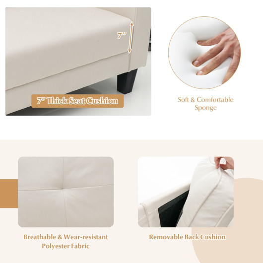 Beige 79.5 Inch Loveseat Sofa with Removable Back Cushions