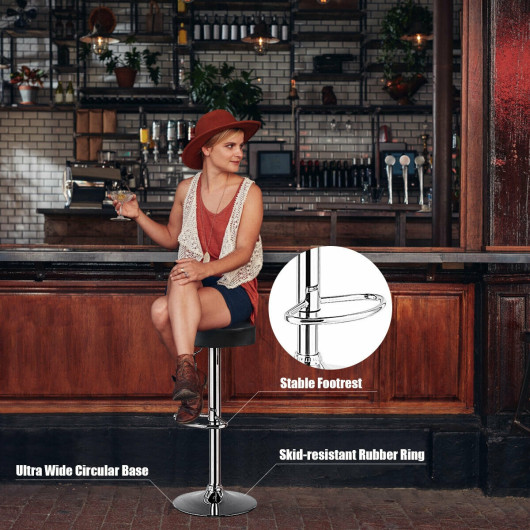 Adjustable Swivel Bar Stool with PU Leather and Footrest (1) - Image 6