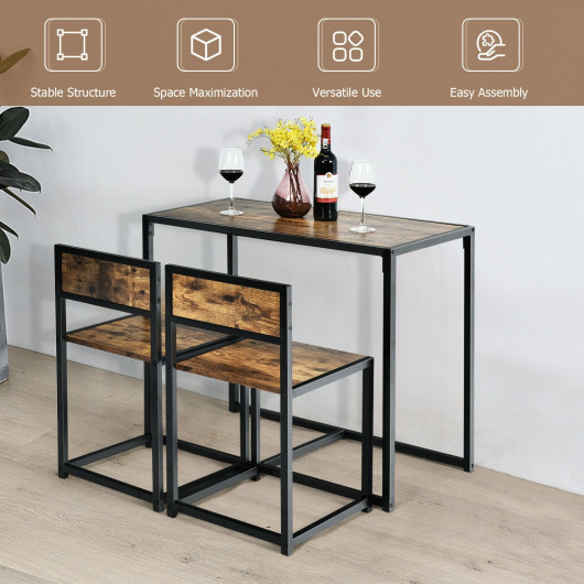Compact 3-Piece Dining Set with Table and Chairs (Set of 3) - Image 2