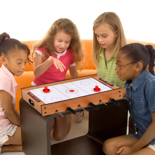 2-in-1 Air Hockey and Foosball Game Table for All Ages