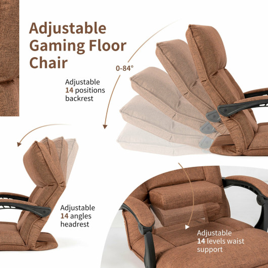 Adjustable 14-Position Floor Sofa Chair with Armrests and Pillow - Image 5