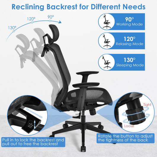 Height Adjustable Ergonomic Mesh Office Chair with Lumbar Support
