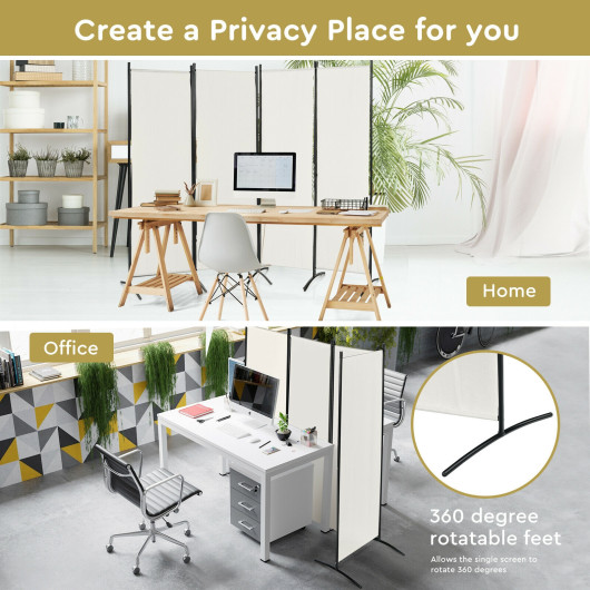 Foldable 4-Panel Room Divider with Durable Steel Frame