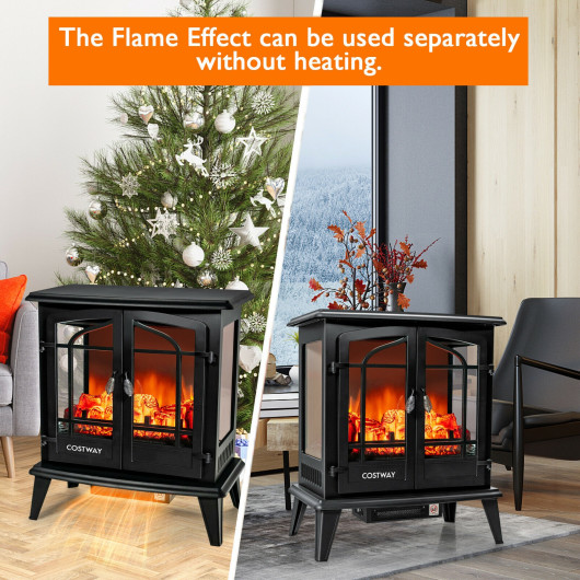 25 Inch Freestanding Electric Fireplace Heater with 3D Flame Effect