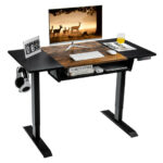 Adjustable 48 Inch Standing Desk with Keyboard Tray and Memory