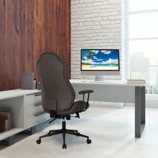 Adjustable High Back Executive Office Chair with Armrests Brown