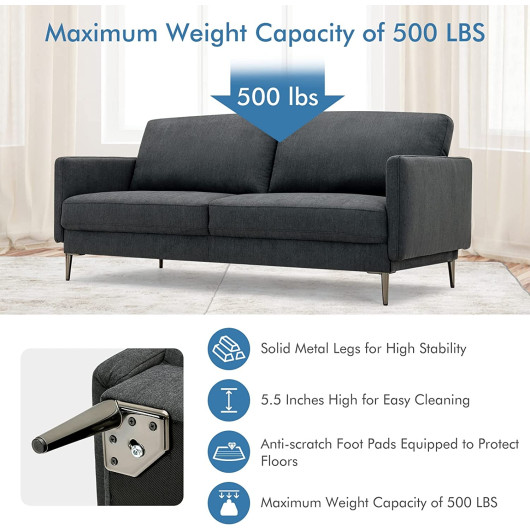 Modern Two-Seat Fabric Loveseat with Cushions for Small Spaces