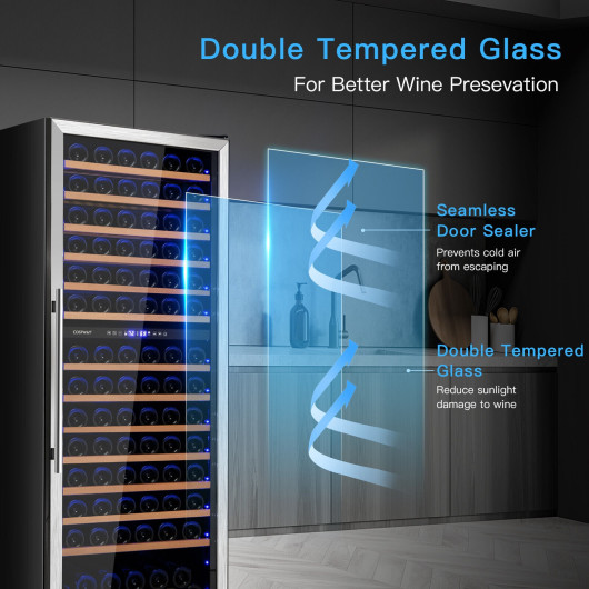 Dual Zone Wine Cooler Refrigerator with Temperature Control (154 Bottles) - Image 6