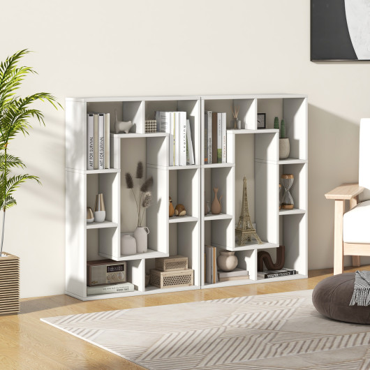 7-Cube Geometric Bookshelf Modern Open Storage and Display Unit - Image 2