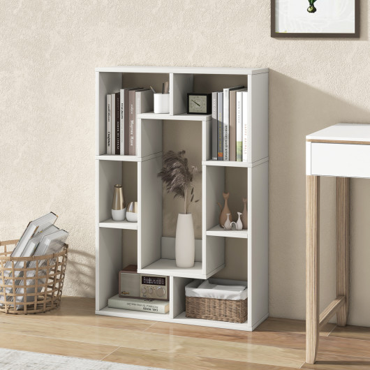 7-Cube Geometric Bookshelf Modern Open Storage and Display Unit - Image 6