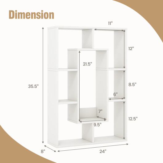 7-Cube Geometric Bookshelf Modern Open Storage and Display Unit - Image 5