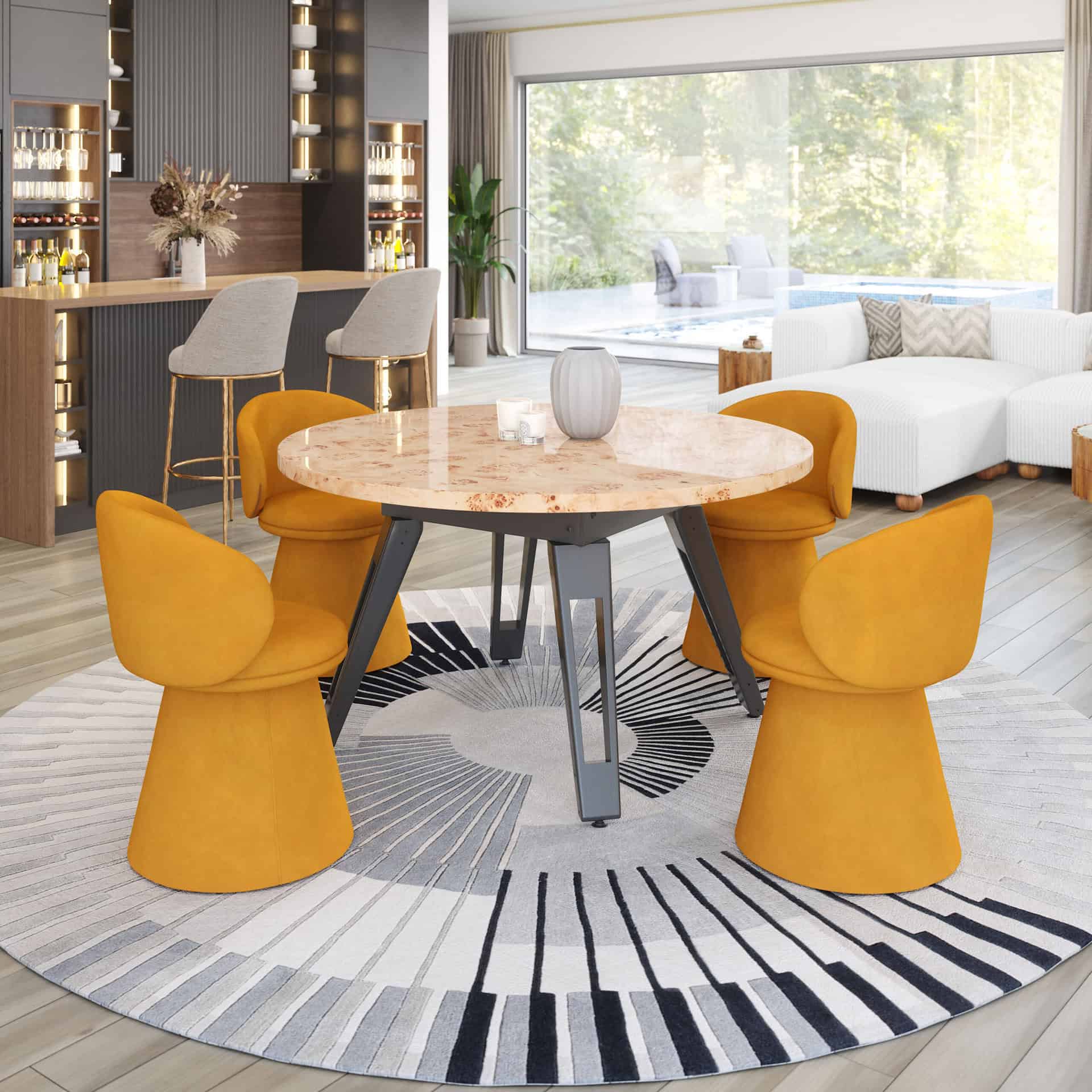 Convertible Burl Wood Dining and Poker Table with Storage