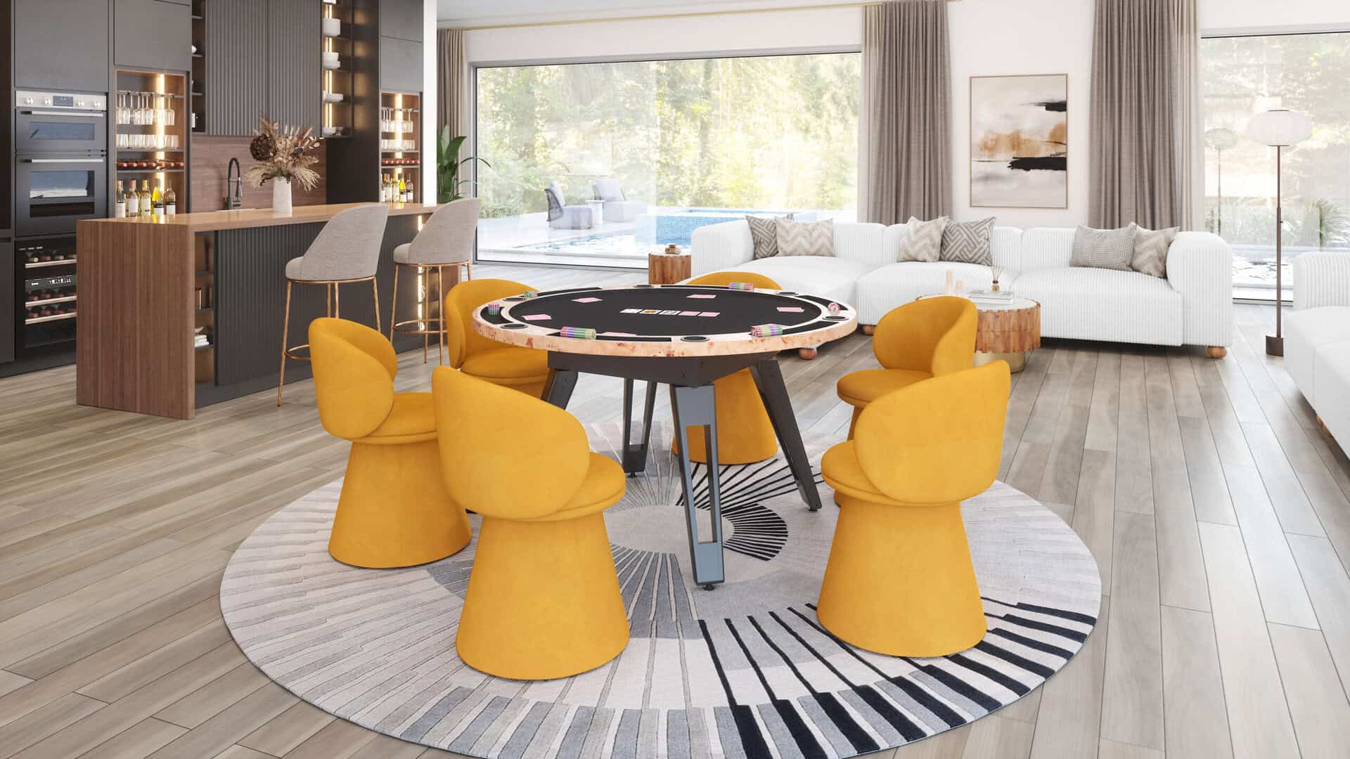 Convertible Burl Wood Dining and Poker Table with Storage