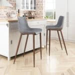 Slate Gray Barstool with Walnut Finish and Footrest (Set of 2)