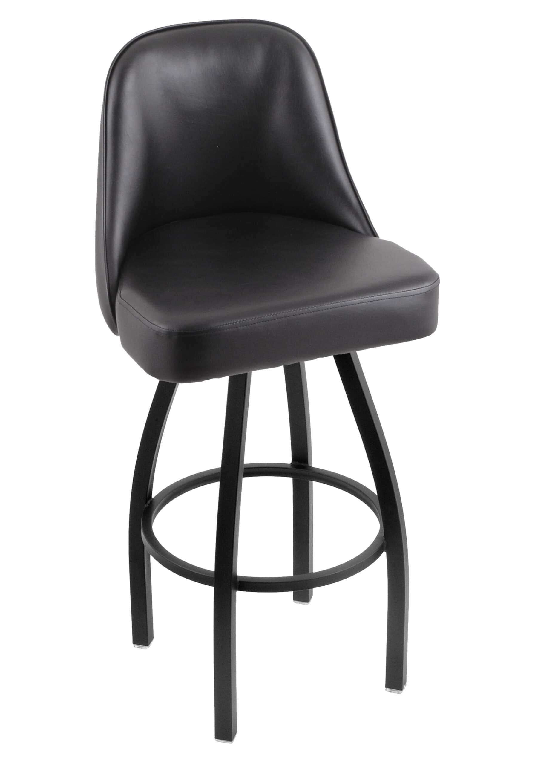 Indian Motorcycle 30-Inch Swivel Bar Stool w/ Black Wrinkle Finish, Padded Back, 4-Inch Cushion Seat
