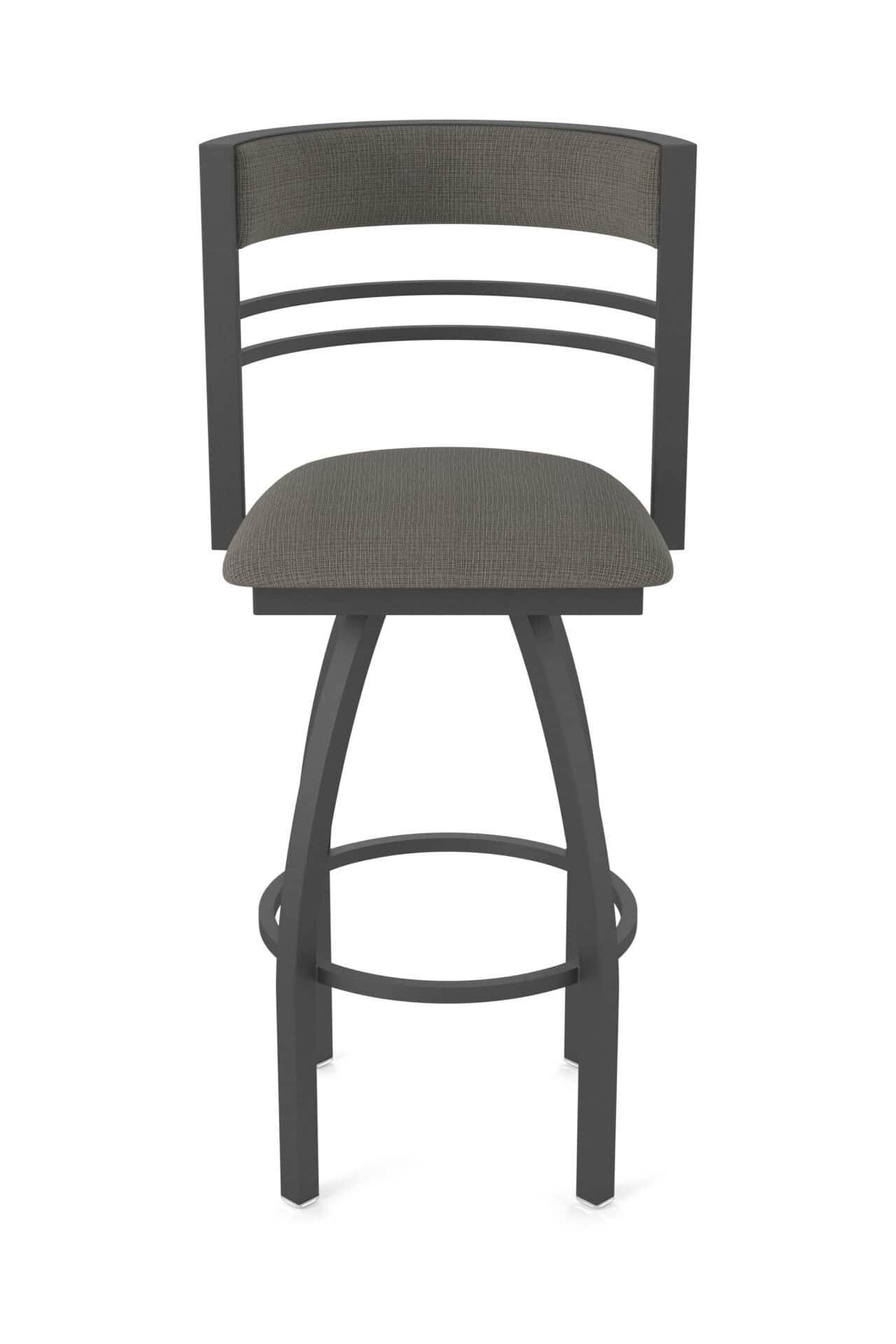 36-Inch Steel Swivel Bar Stool with Pewter Finish, Graph Chalice 2.5-Inch Cushion Seat, Tall Curved Slat Back, and Single-Ring Base - Image 5