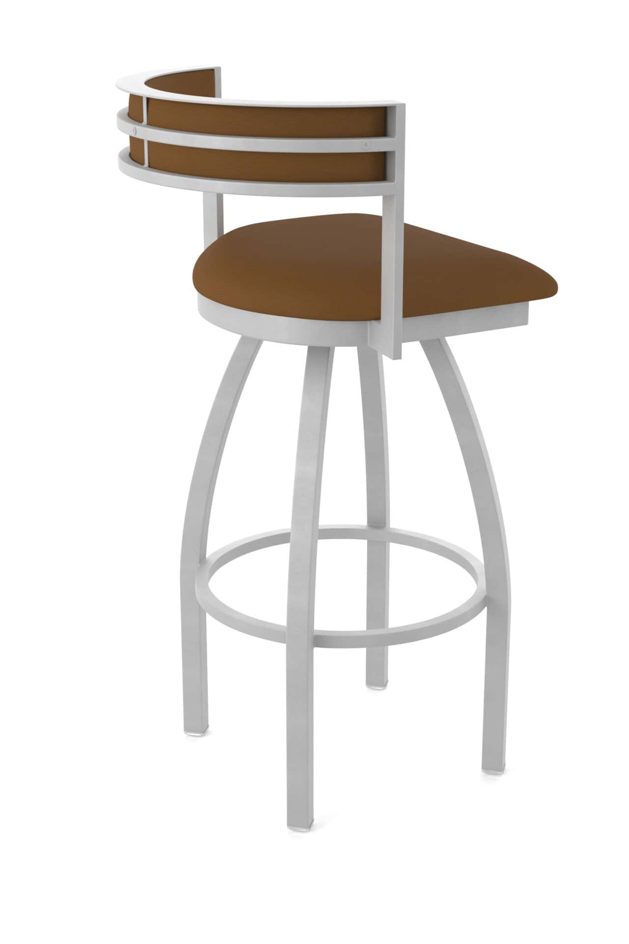 30-Inch Steel Swivel Bar Stool with Anodized Nickel Finish, Canter Thatch 2.5-Inch Cushion Seat, Low Curved Padded Back, and Single-Ring Base - Image 2