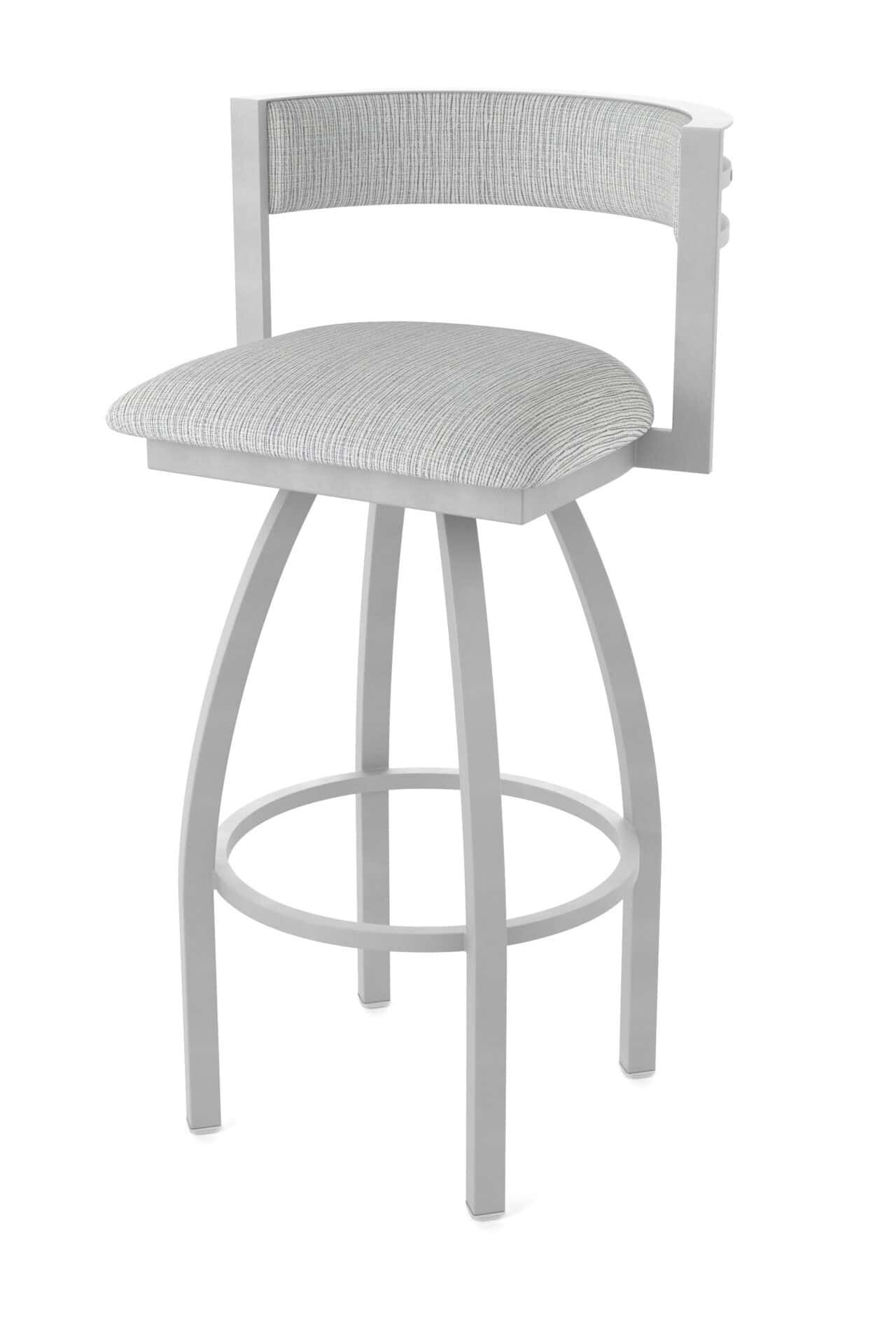 30-Inch Steel Swivel Bar Stool with Anodized Nickel Finish, Graph Alpine 2.5-Inch Cushion Seat, Low Curved Padded Back, and Single-Ring Base