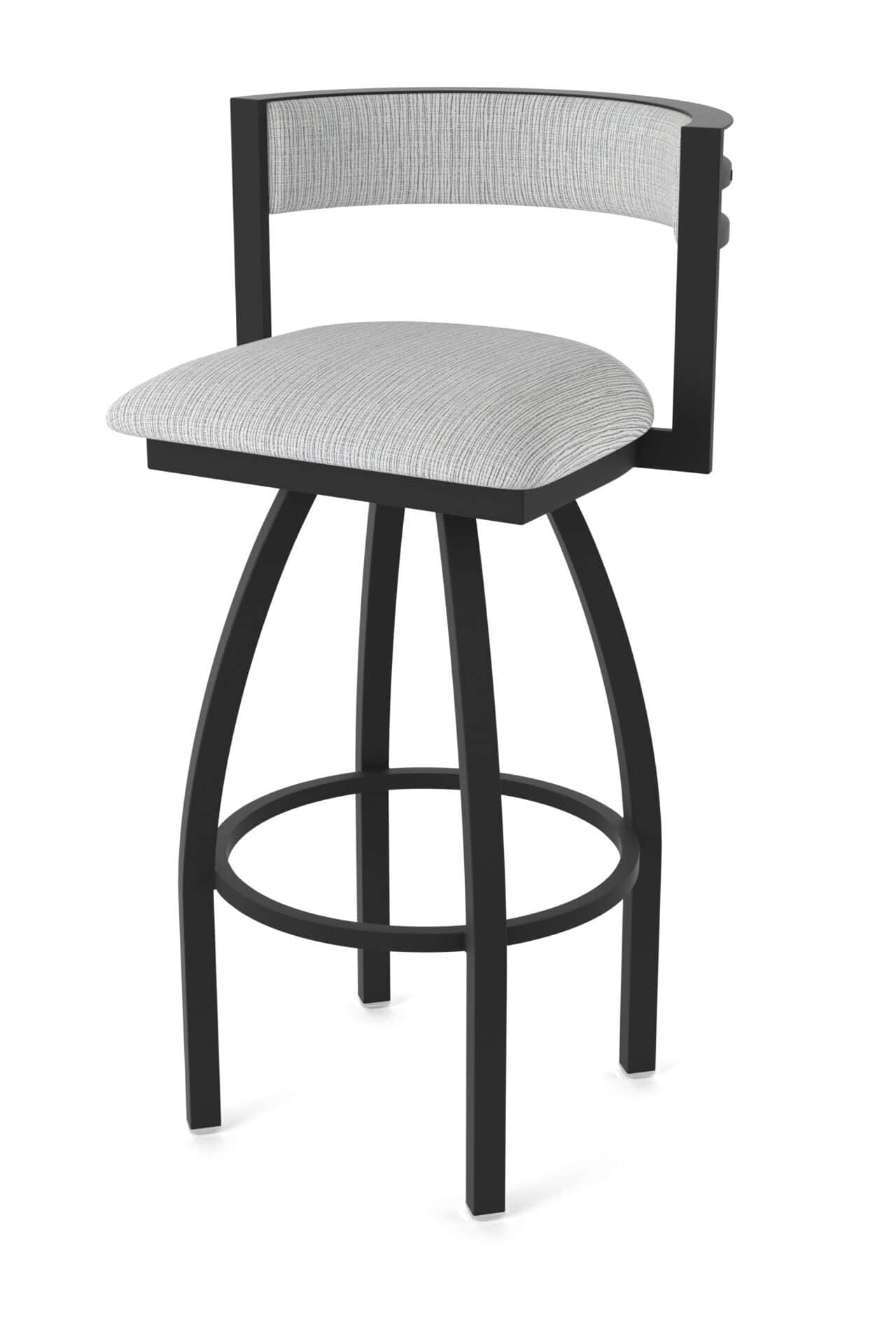 30-Inch Steel Swivel Bar Stool with Black Wrinkle Finish, Graph Alpine 2.5-Inch Cushion Seat, Low Curved Padded Back, and Single-Ring Base