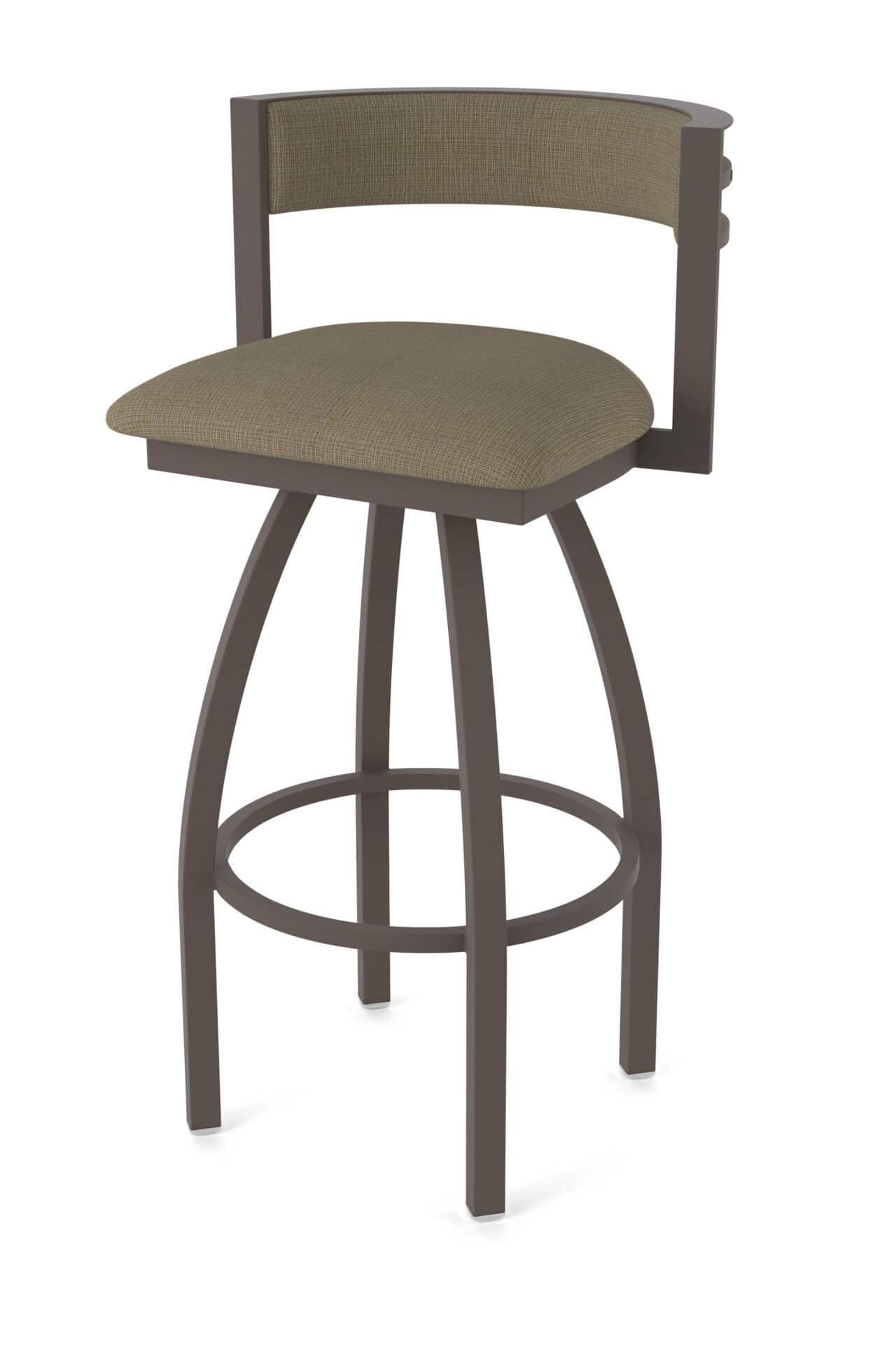 30-Inch Steel Swivel Bar Stool with Bronze Finish, Graph Cork 2.5-Inch Cushion Seat, Low Curved Padded Back, and Single-Ring Base