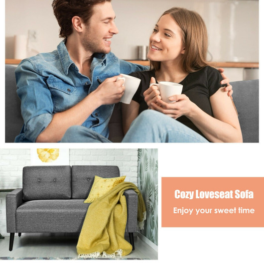55 Inch Gray Modern Loveseat Sofa with Linen Cushion