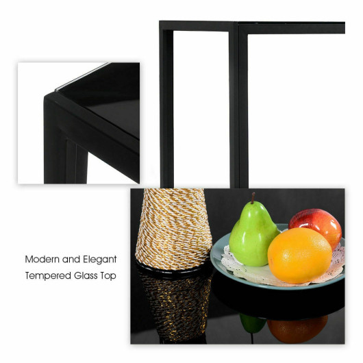 Modern Black Glass Dining Table and PVC Chairs (Set of 5)